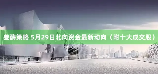 叁酶策略 5月29日北向资金最新动向（附十大成交股）
